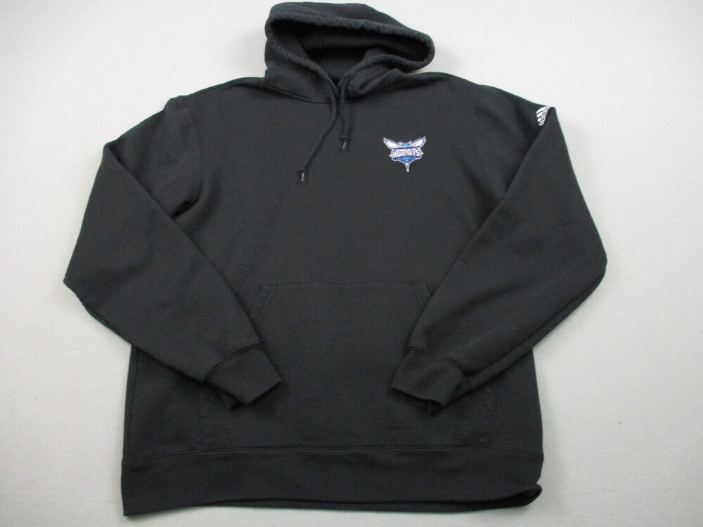 Charlotte Hornets Hoodie Men Medium Black Adidas Sweatshirt Pullover Logo M